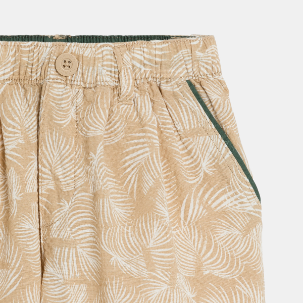 شورت برمودا من الكتان بطبعة باللون البيج للأولاد